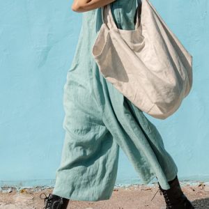 Women's  Cotton Linen Wide Leg Jumpsuit